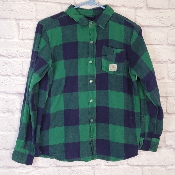 Woolrich Boys 14/16 Buffalo Check Long Sleeve Button Down Snaps, Flannel Shirt - Picture 1 of 9